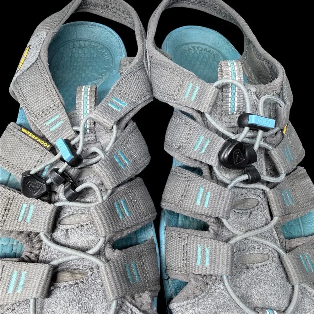 Keen Clearwater CNX Women’s Sz 9 Gray Blue Waterproof Hiking Sport Sandals READ